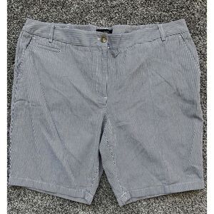 Talbots Perfect Short Seersucker Bermuda Womens Shorts Sz 16W Blue White Stripe